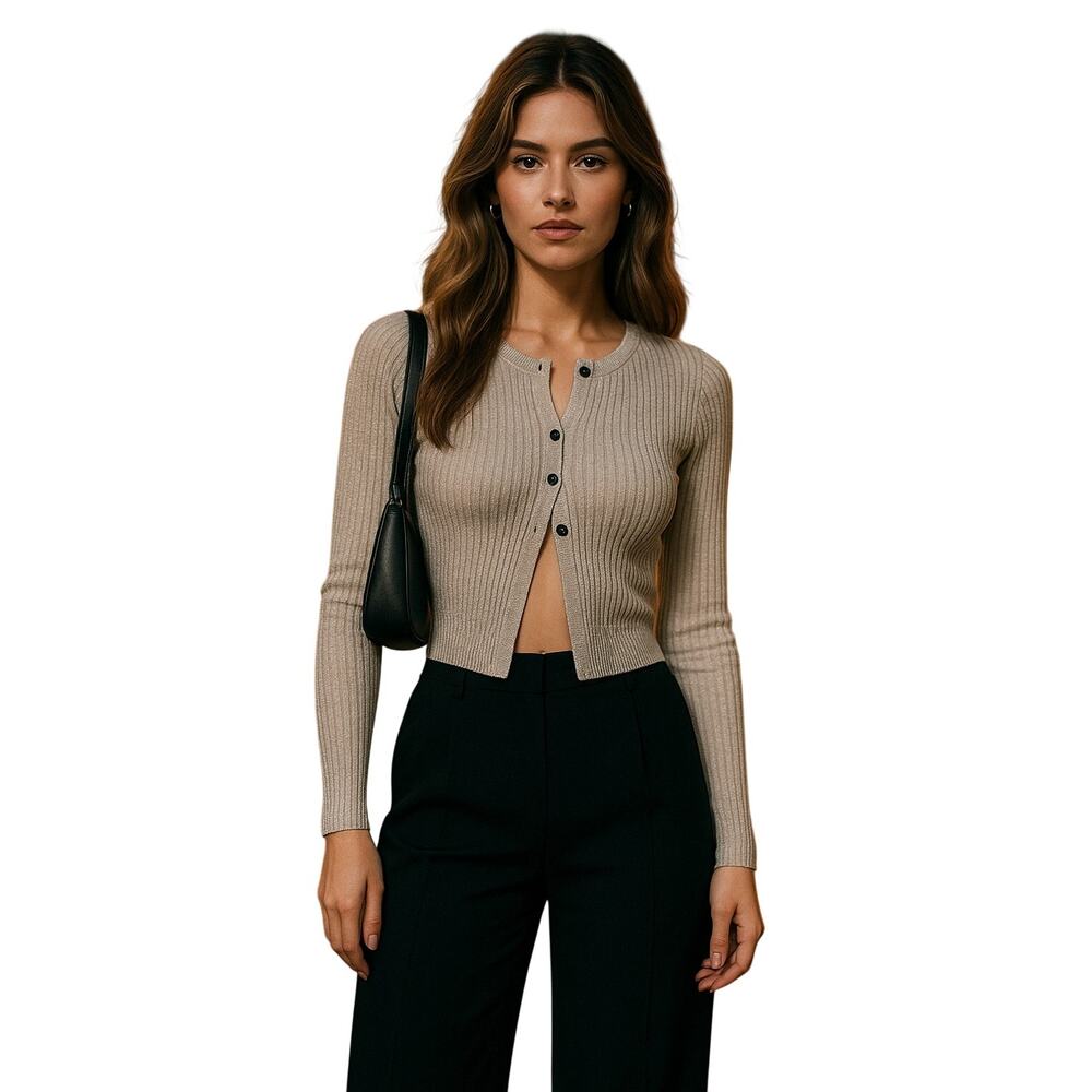 AllSaints Lexi Cardigan in Oyster Silver XS New With Tags Indie Sleaze Y2K